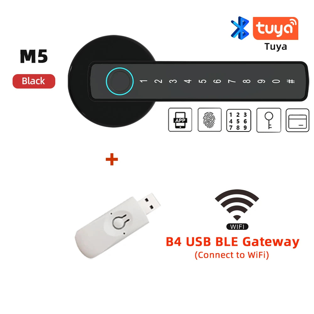 RAYKUBE Tuya BLE Fingerprint Door Lock | Digital Electronic Lock | Password/Key/IC Card | Smartlife/ Tuya APP Unlock