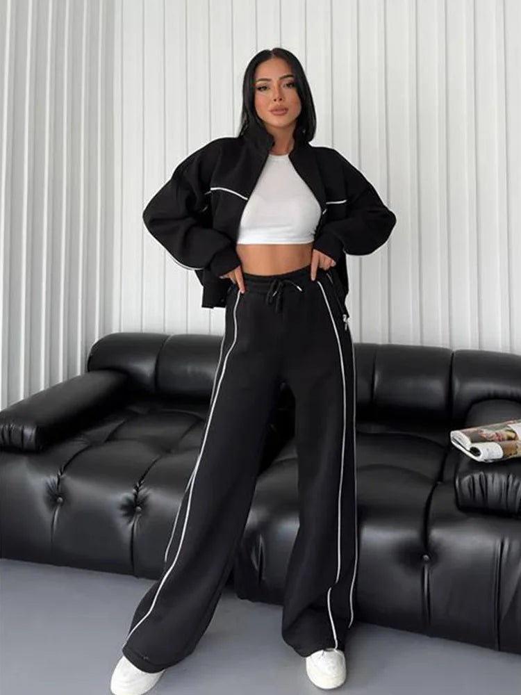 Women's 2-Piece Sweatsuit Set - Zip-Up Jacket & Jogger Sweatpants