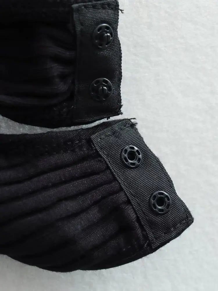 Willshela Women Fashion Black Ruffled Bodysuits Vintage O-Neck Sleeveless Female Chic Lady Tight Tops