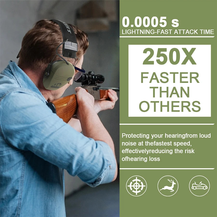Military Tactical Electronic Earmuffs for Shooting & Hunting with Noise Reduction and Sound Pickup