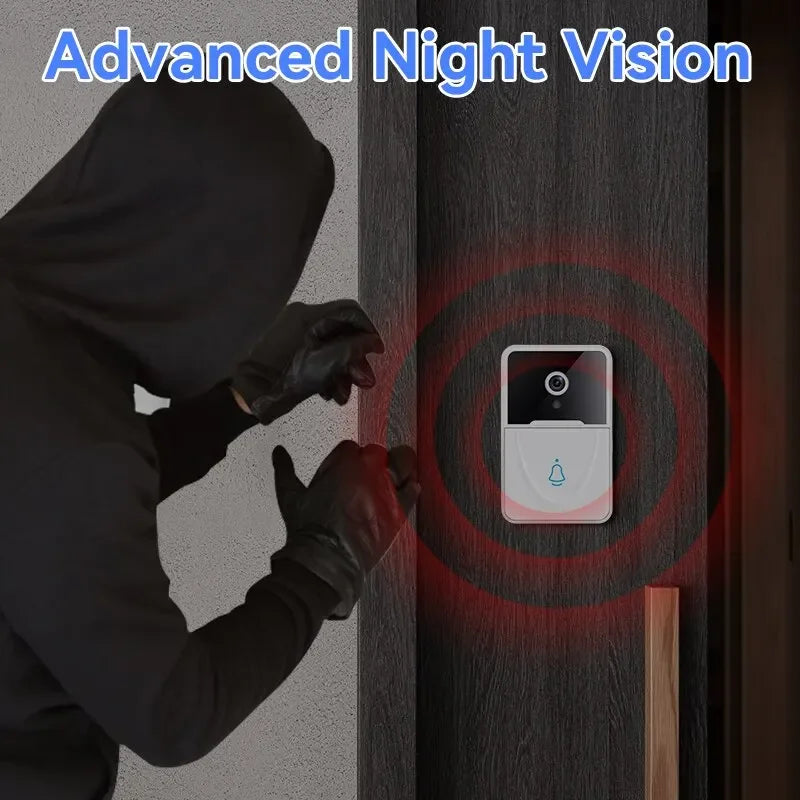 Tuya Smart Wireless Video Doorbell – Rechargeable Battery, HD Camera, PIR Motion Detection