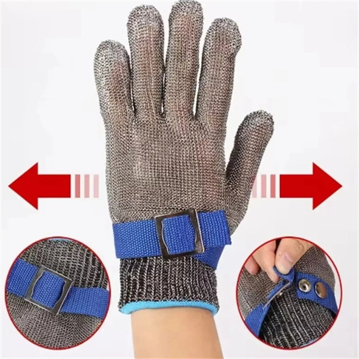 Stainless Steel Cut-Resistant Gloves – Anti-Cut Safety Hand Protection for Butchers and Knife Work