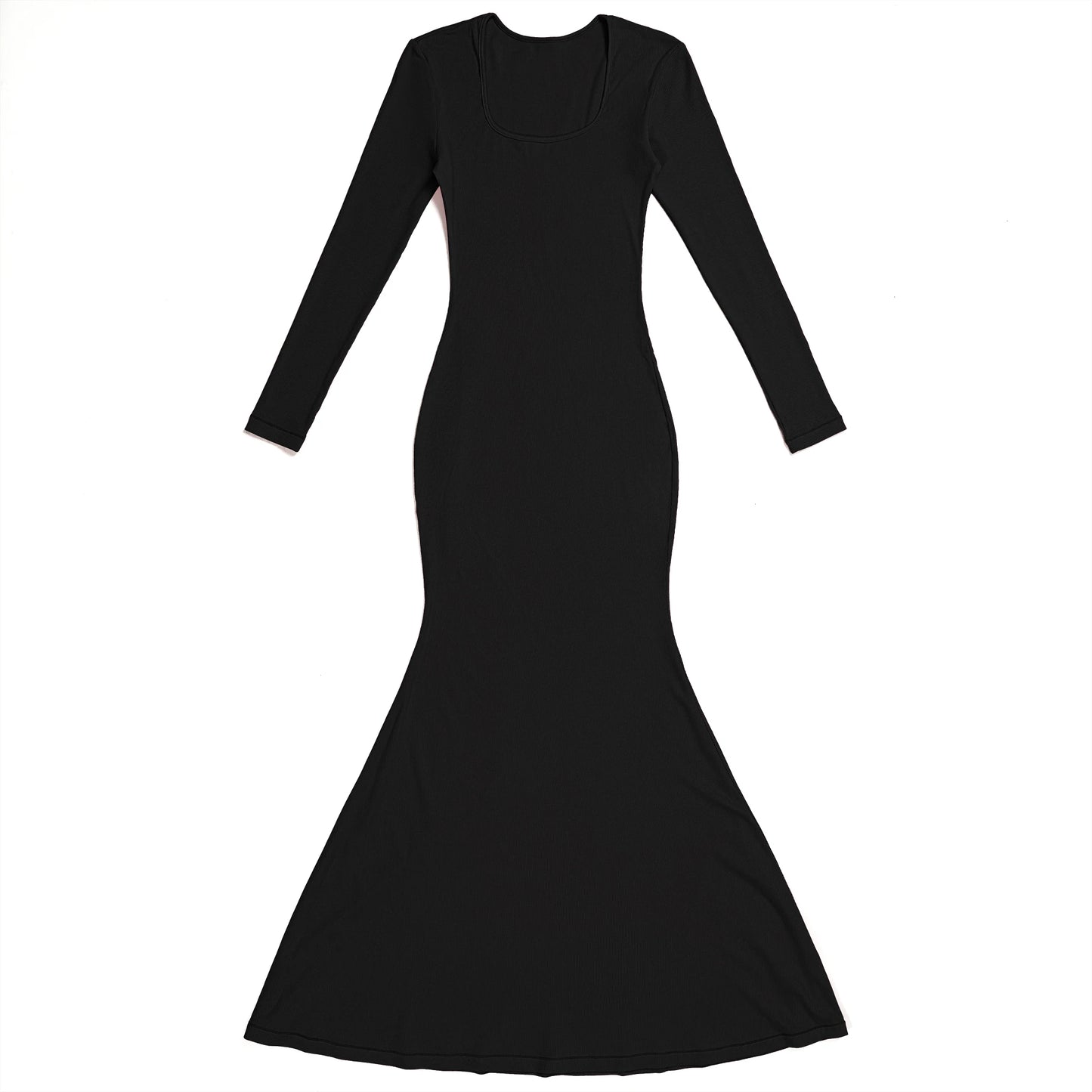 Black Long Sleeve Bodycon Dress – XL Size Stretchy Knit Fashion Party Dress for Women
