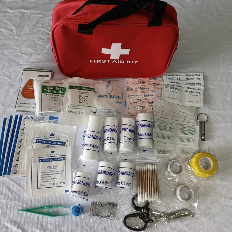 Emergency First Aid Kit, Multi-Purpose Medical Supplies Portable Bag for Outdoor Hiking, Camping, and More 184pcs