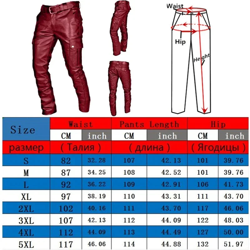 Men’s PU Leather Motorcycle Pants