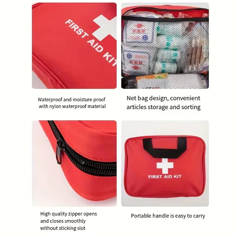 Emergency First Aid Kit, Multi-Purpose Medical Supplies Portable Bag for Outdoor Hiking, Camping, and More 184pcs