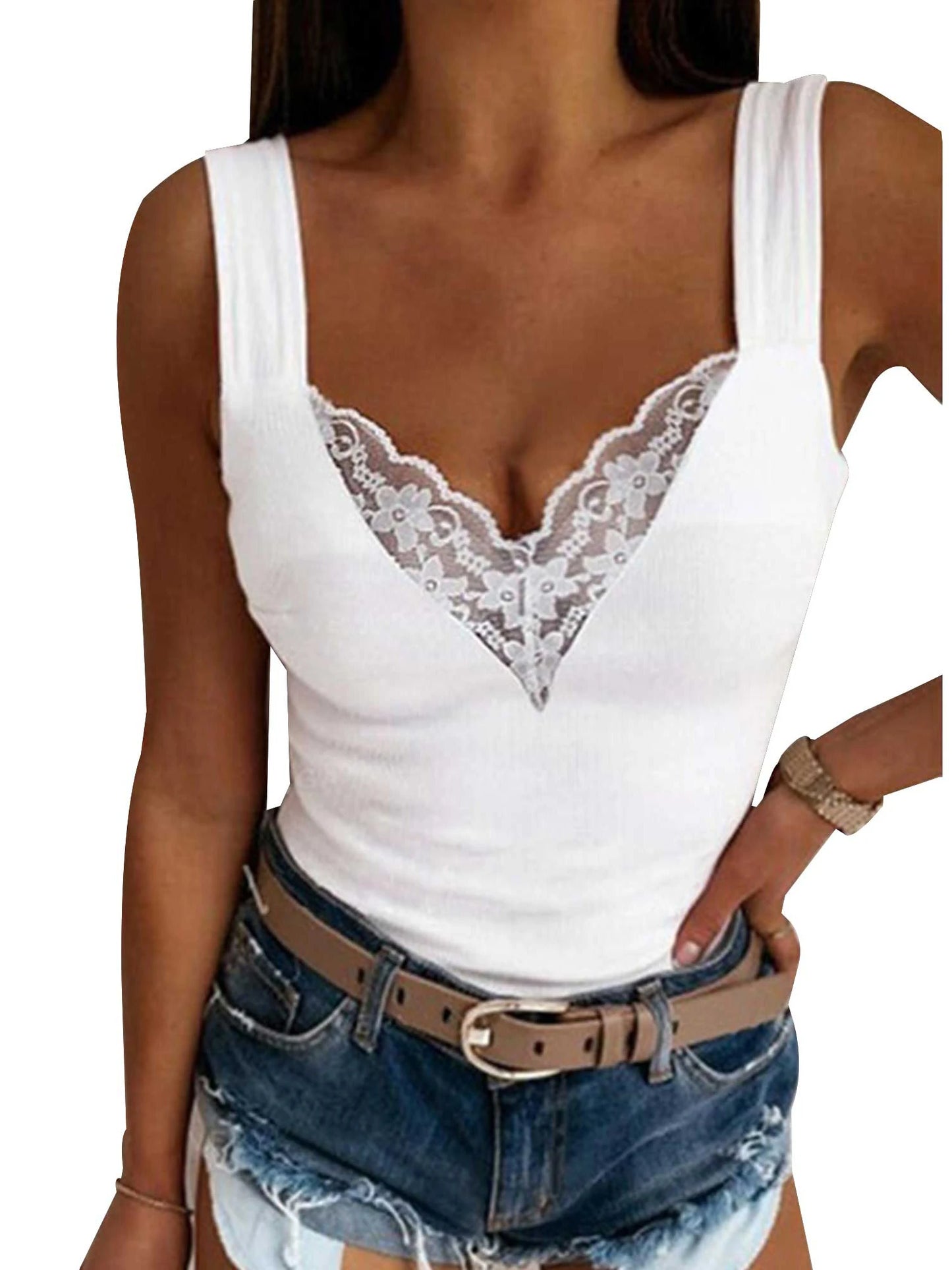Elegant Lace Sleeveless Tank Top