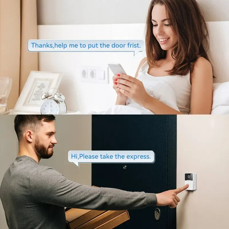 Tuya Smart Wireless Video Doorbell – Rechargeable Battery, HD Camera, PIR Motion Detection