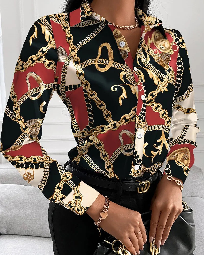 Women’s Printed Long Sleeve Blouse