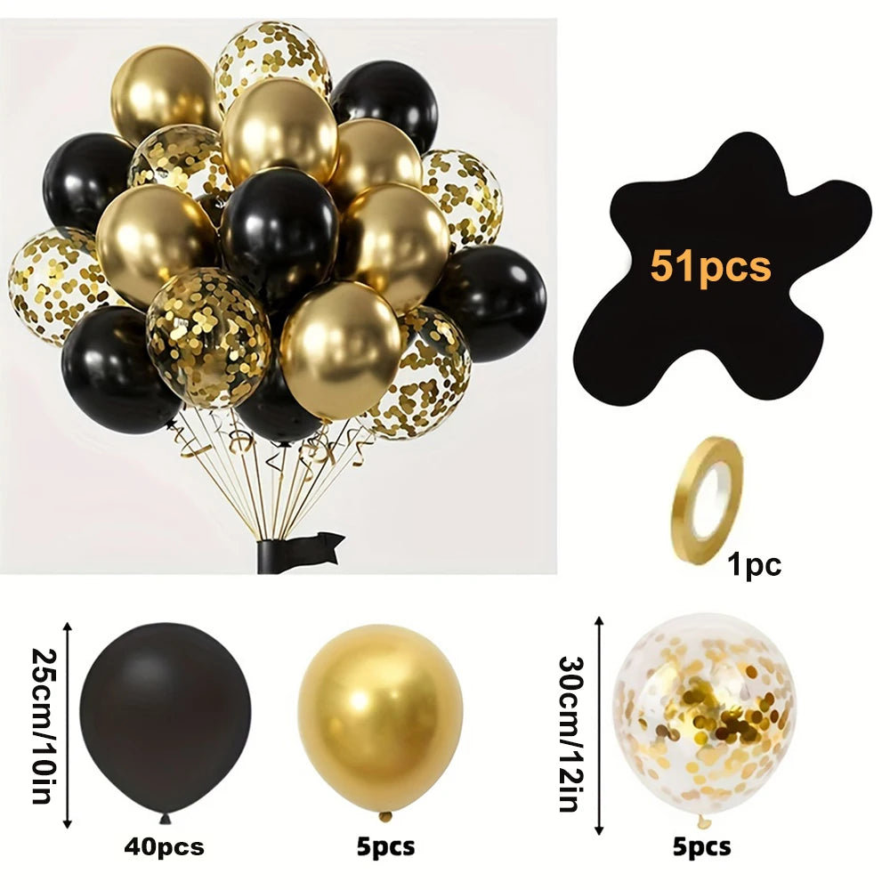 16pcs Black Metallic Sequin Balloons – Party Balloons for Birthday, Wedding & Graduation Decor