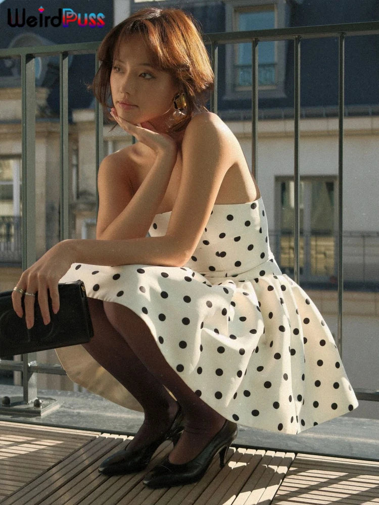 Women’s Polka Dot Backless Mini Dress