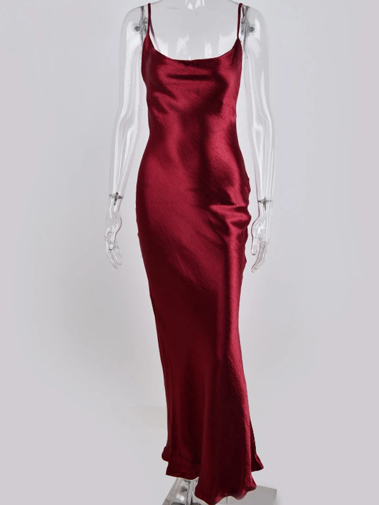 Women’s Satin Backless Maxi Dress