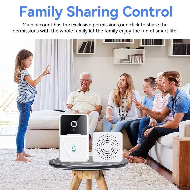 Tuya Smart Wireless Video Doorbell – Rechargeable Battery, HD Camera, PIR Motion Detection