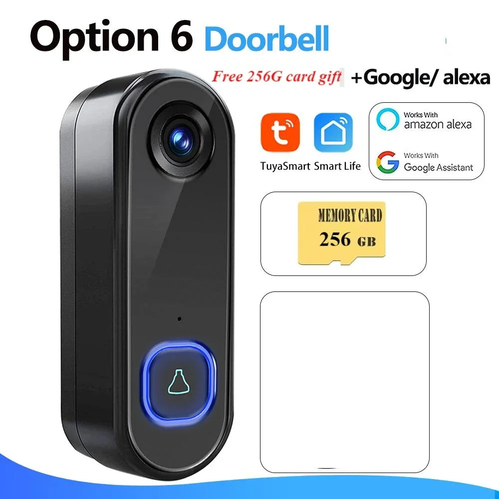 TUYA Smart Wireless Video Doorbell – 1080P Camera, AC Powered, IP65 Waterproof, Alexa & Google Home Compatible