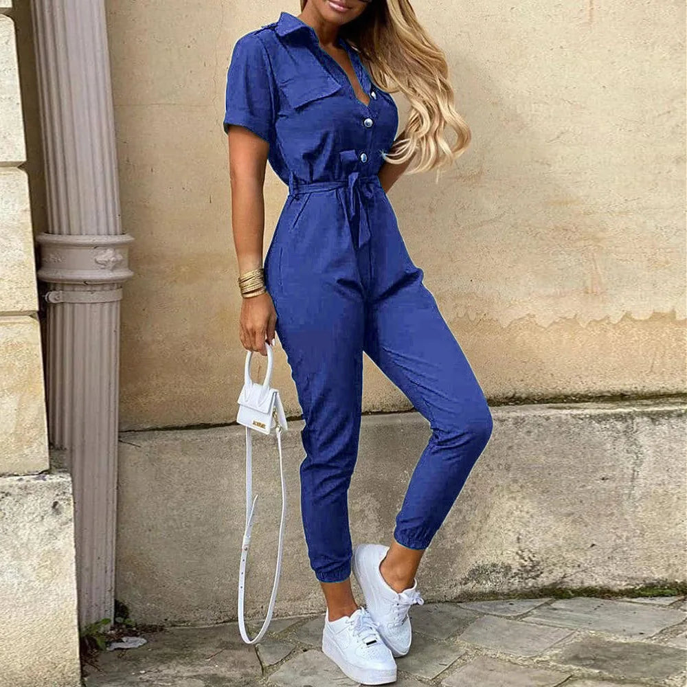 Monochrome Belted Jumpsuit – Workwear & Casual Fit