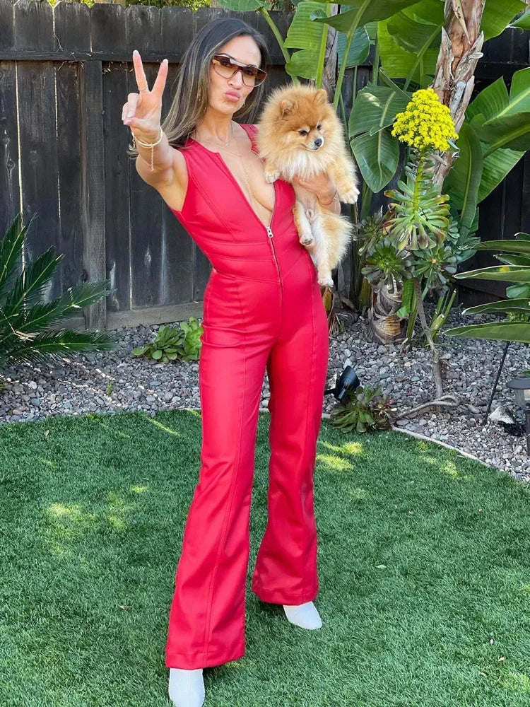 TARUXY Backless Heart Cutout Denim Bodycon Jumpsuit