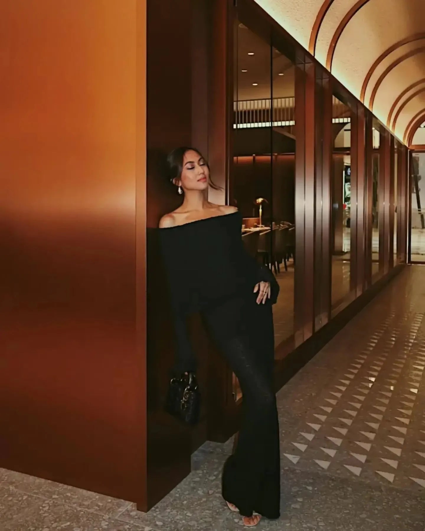 Syiwidii Elegant Off-Shoulder Knit Dress – Long Sleeve Sexy See-Through Evening Dress for Women