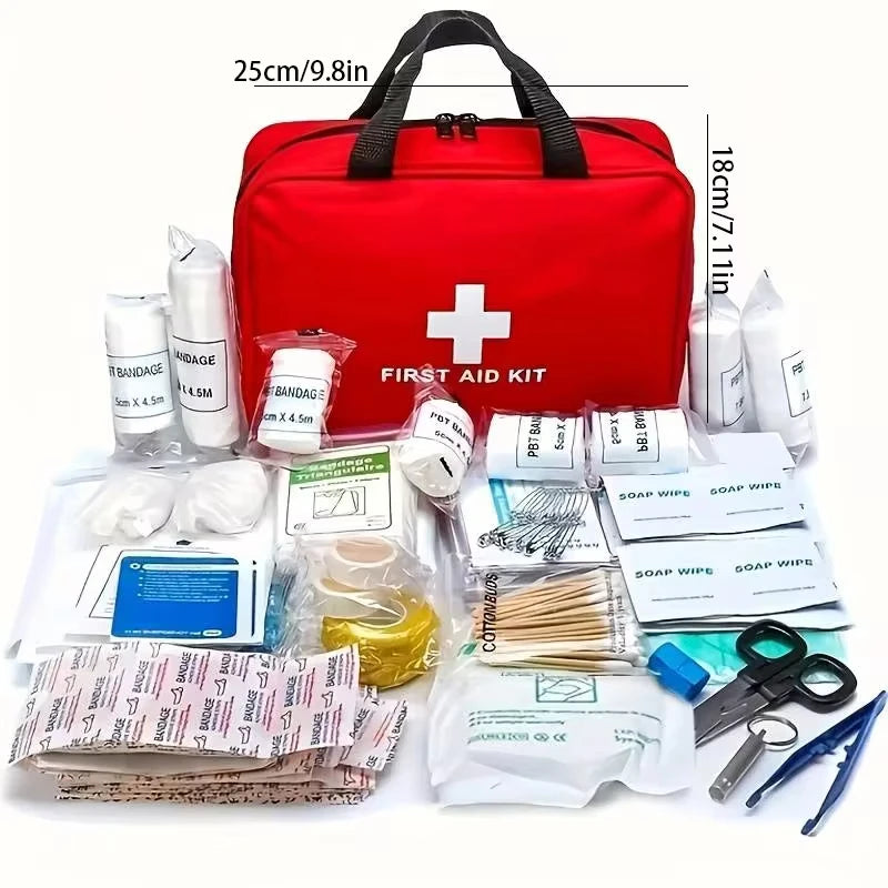 Emergency First Aid Kit, Multi-Purpose Medical Supplies Portable Bag for Outdoor Hiking, Camping, and More 184pcs
