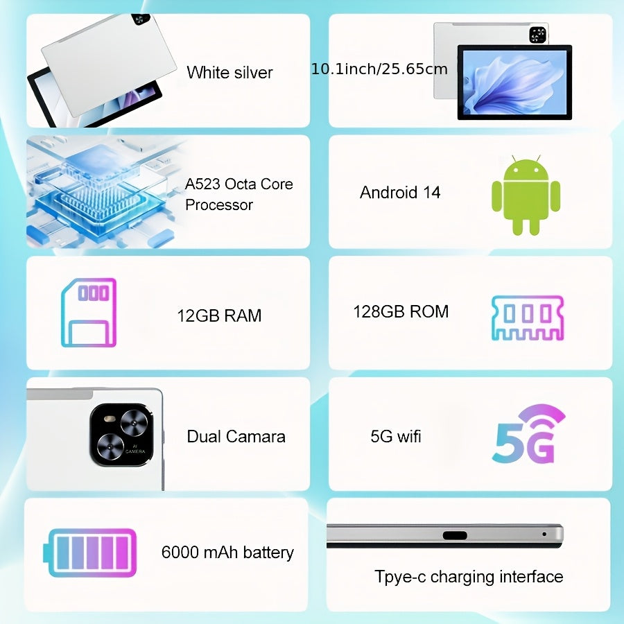 NovaTab 10 Pro Enhanced Edition — 10.1" Android 14 Performance Tablet with 12GB RAM, 128GB Storage & 5G Wi-Fi 6