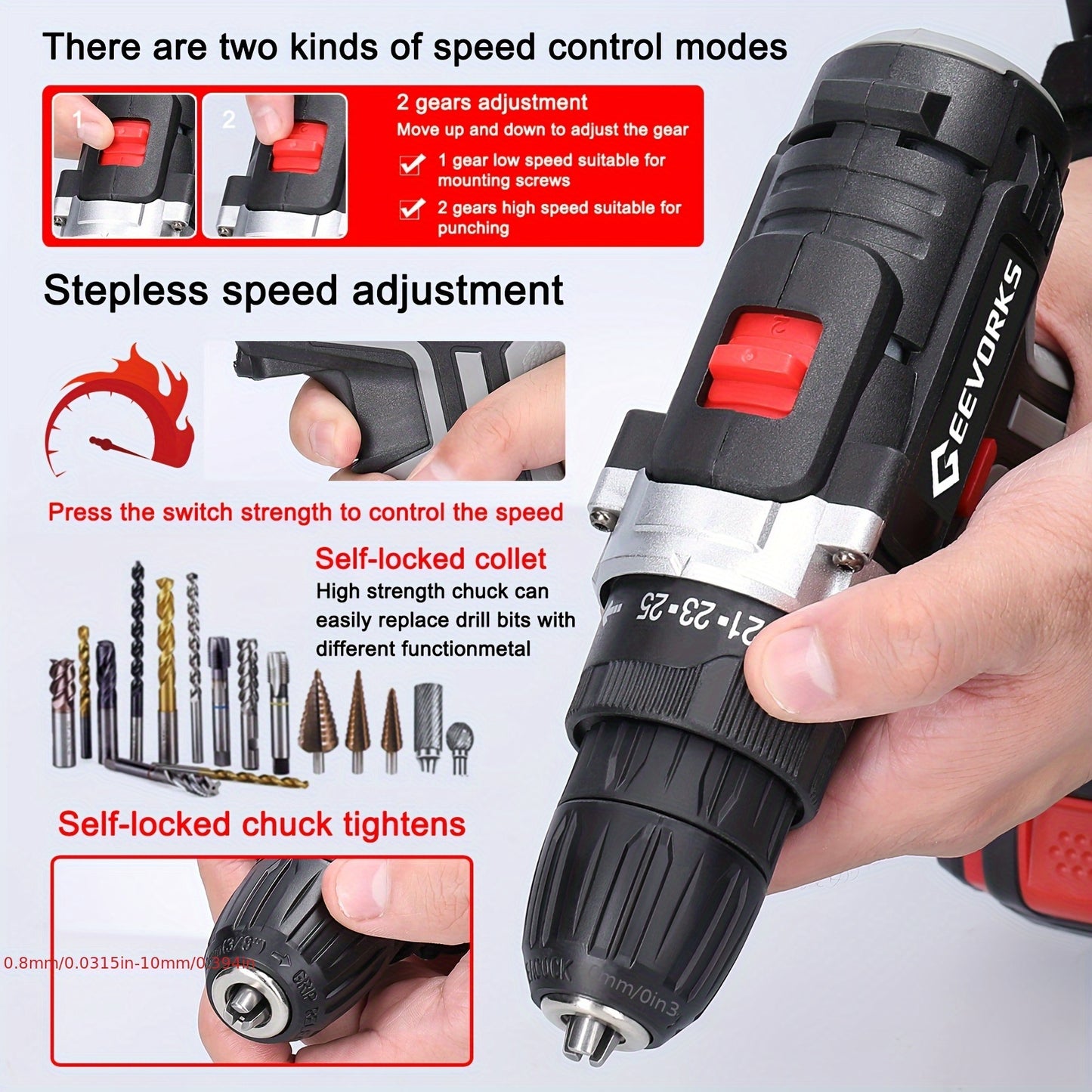 Lixada 21V Cordless Impact Drill