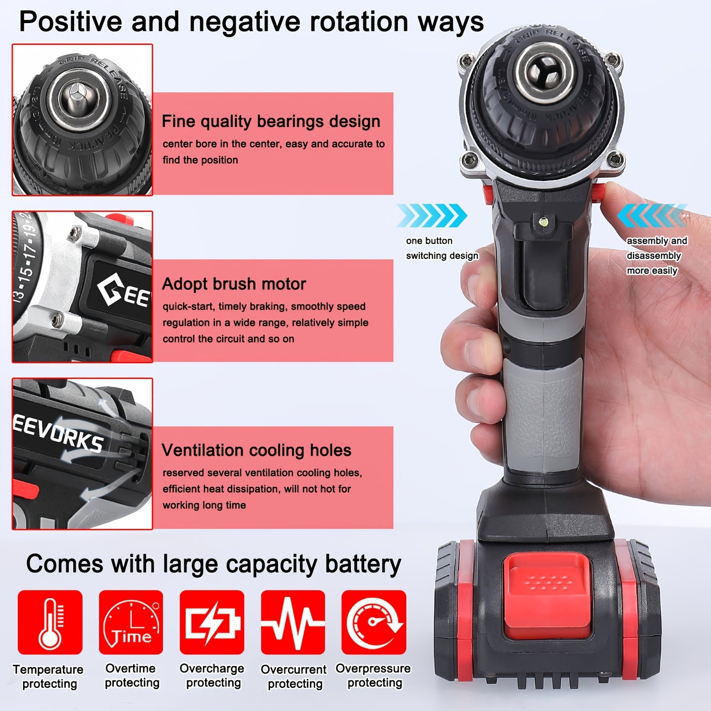 Lixada 21V Cordless Impact Drill