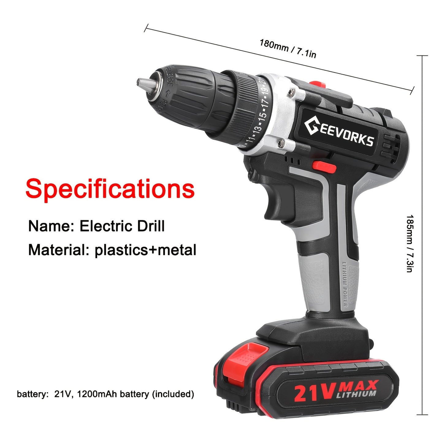 Lixada 21V Cordless Impact Drill