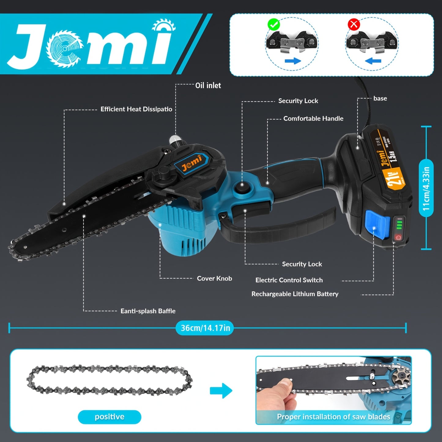 Jemi 6” Mini Cordless Chainsaw