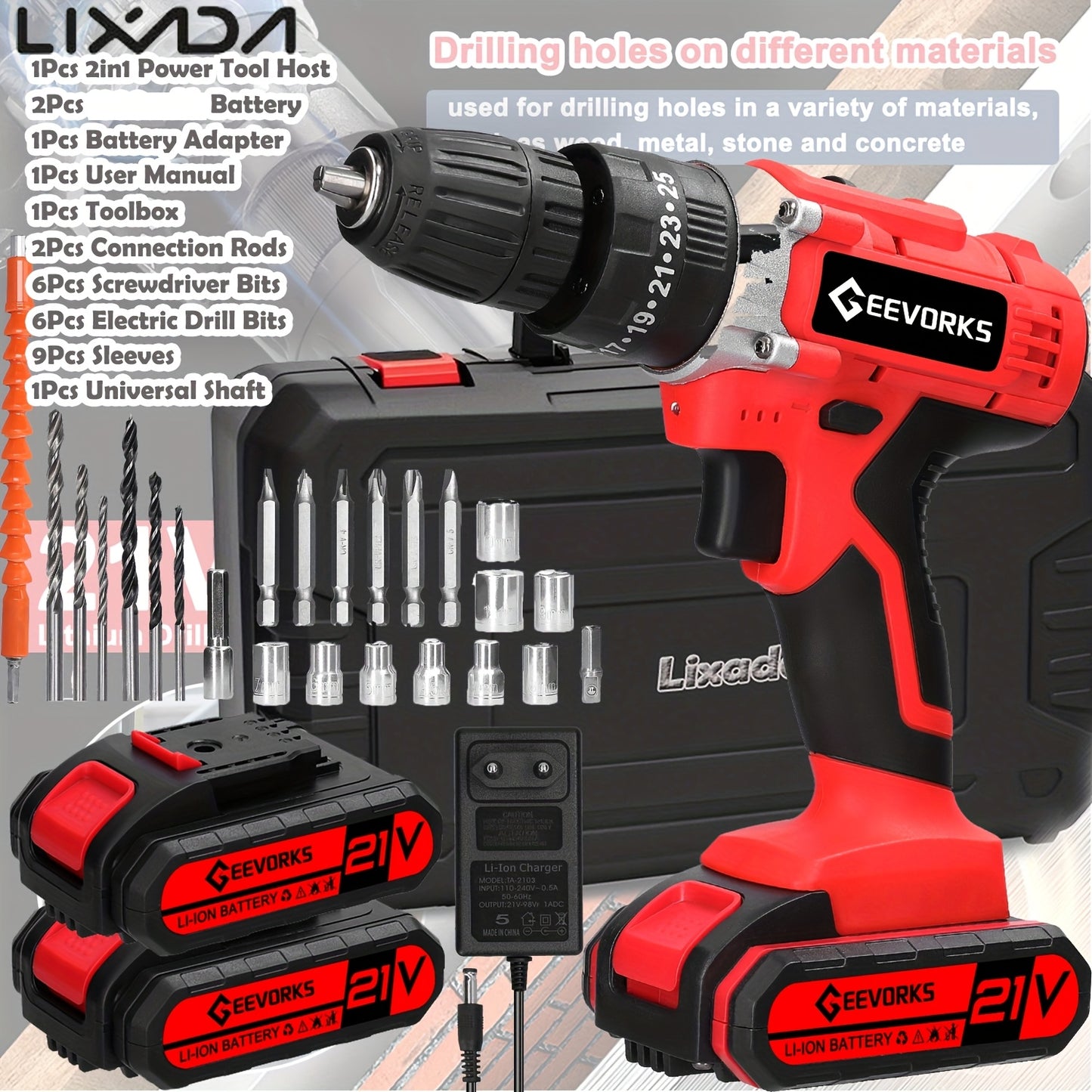 Lixada 21V Cordless Impact Drill