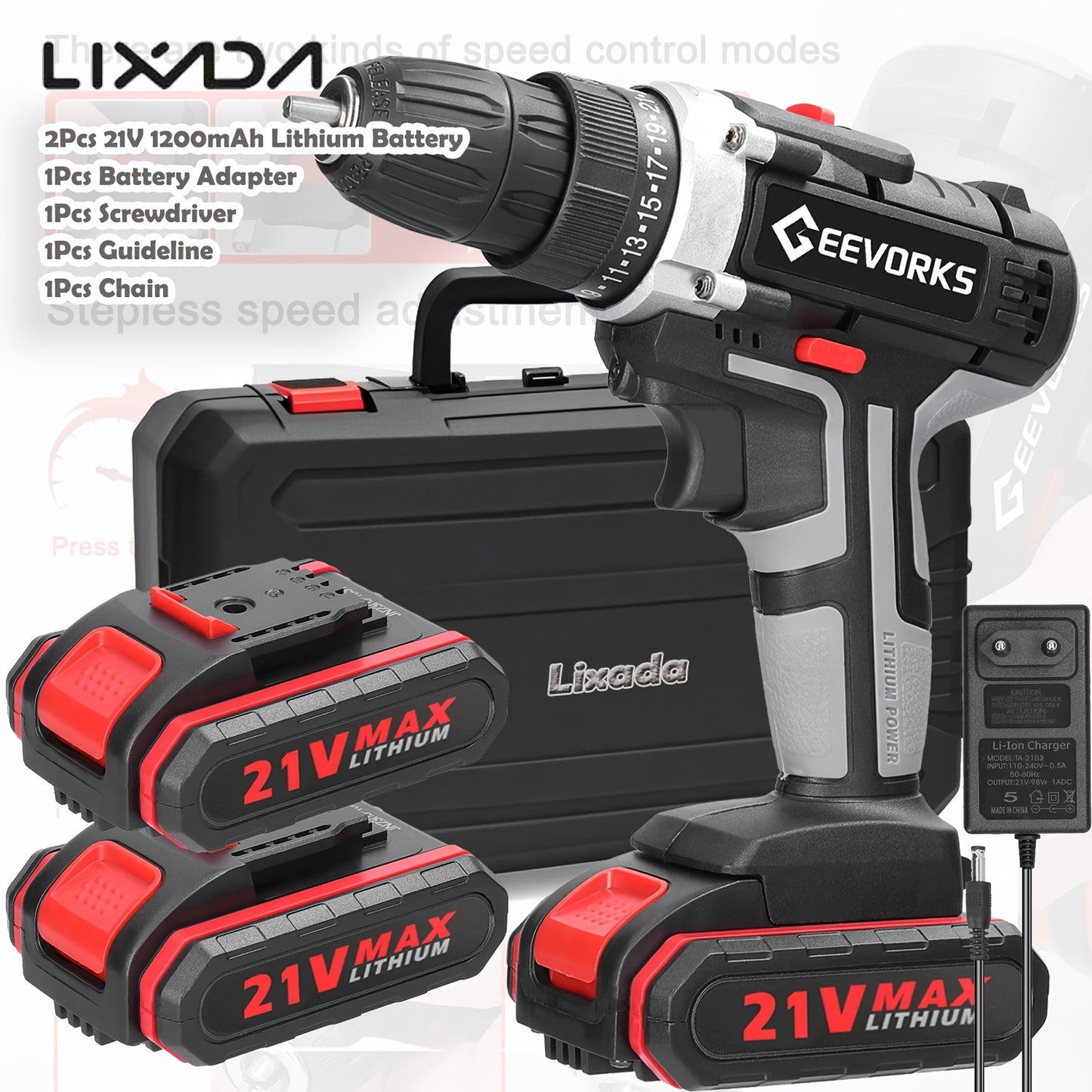 Lixada 21V Cordless Impact Drill