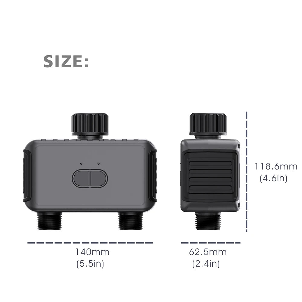 Tuya Smart Garden Watering Timer with 2 Outlets & Rain Delay Controller