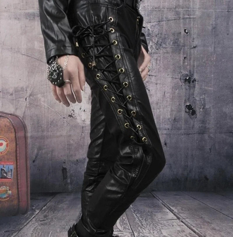 Men’s Black Leather Motorcycle Pants