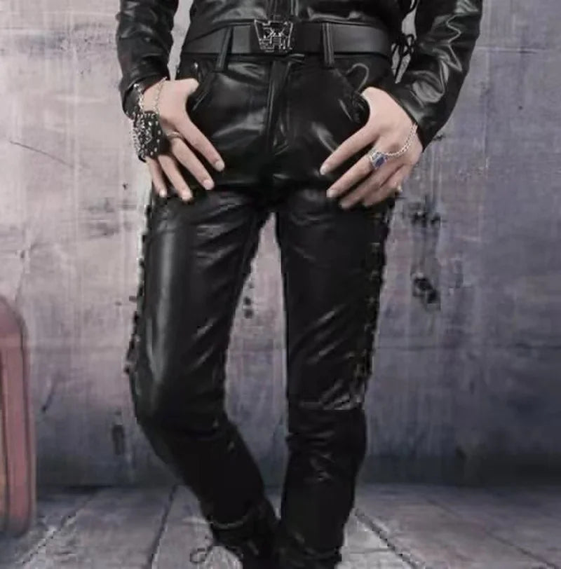 Men’s Black Leather Motorcycle Pants