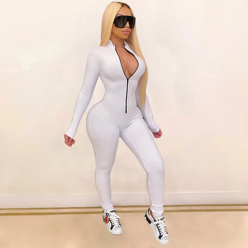 New Solid Color Long Sleeve Workout Romper Jumpsuit