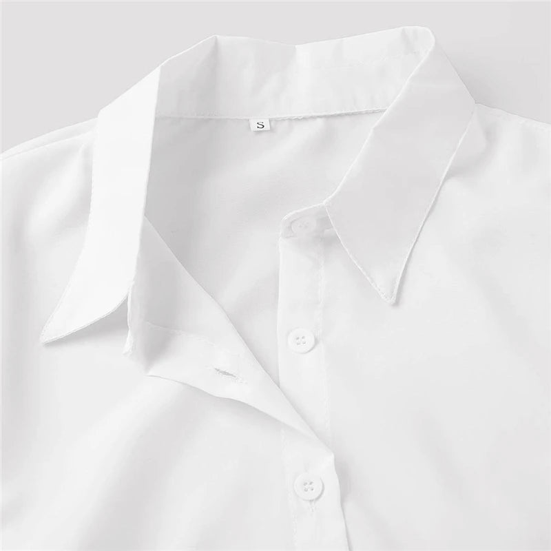 Office Lady Long Sleeve White Bodysuit Shirt