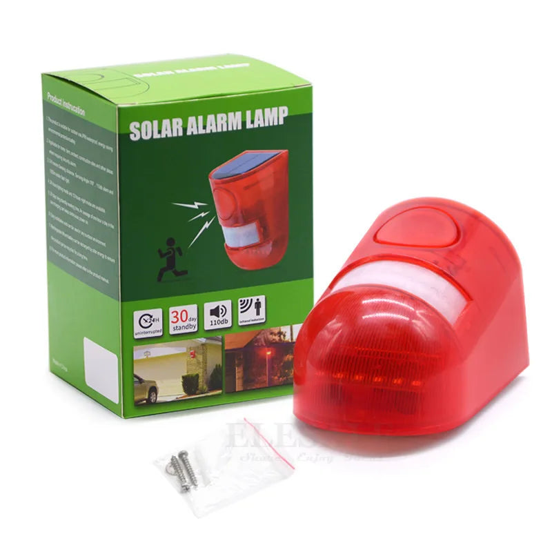 SolarGuard Motion Sensor Alarm with 110dB Siren & Strobe Light