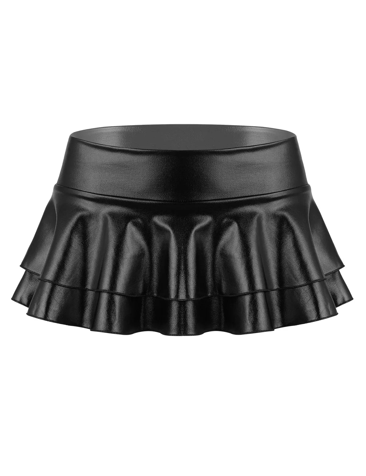 Women's Metallic Halter Crop Top & Ruffle Mini Skirt – Two-Piece Dance Outfit
