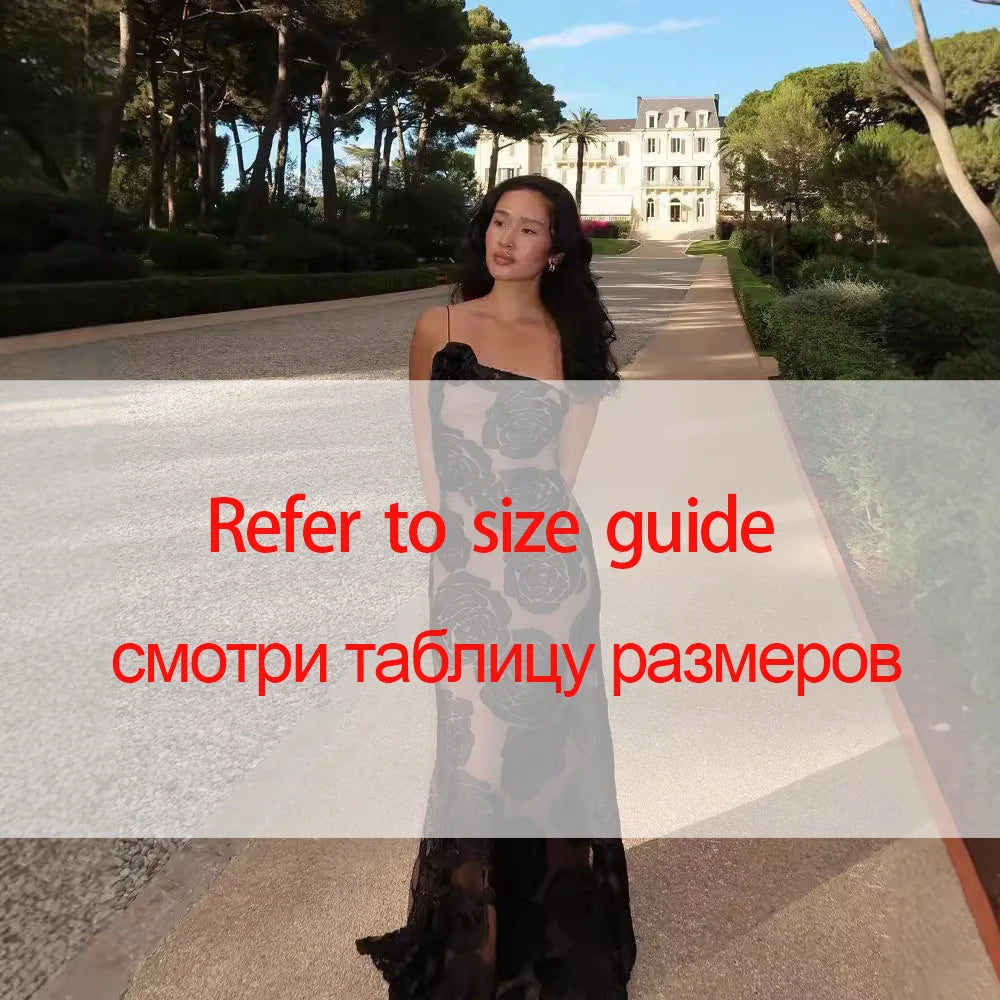 Mingmingxi One-Shoulder Black Mesh Maxi Dress