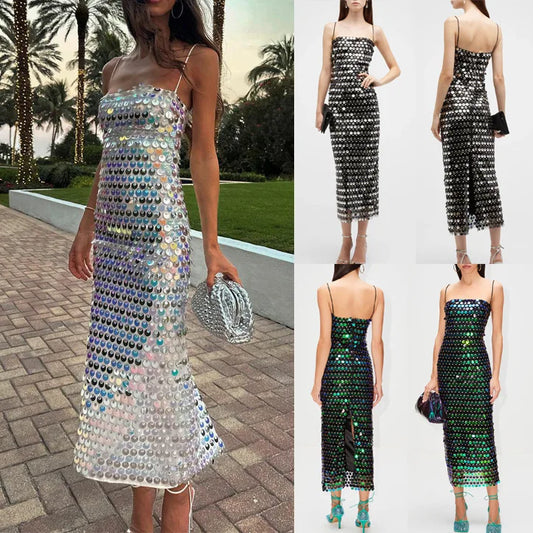 Colorful Beaded Sequin Boho Party Dress