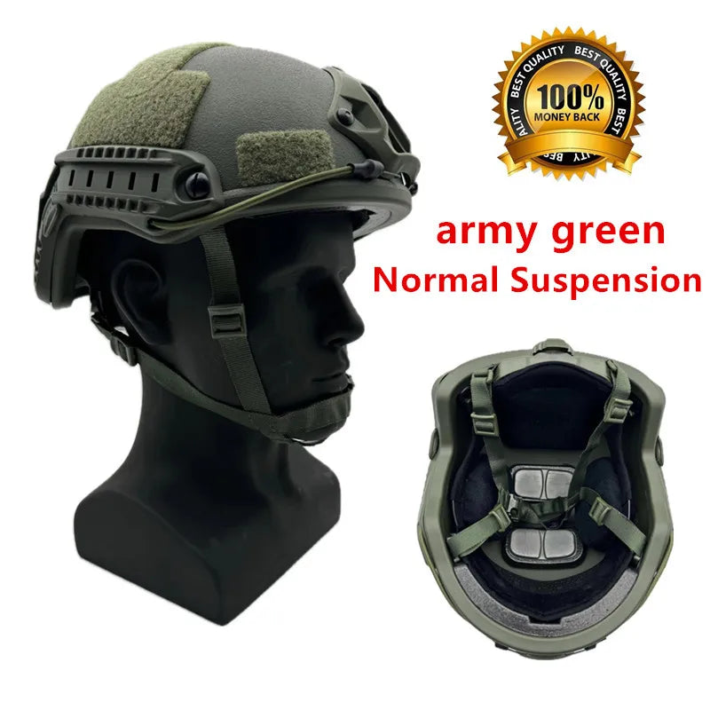 High-Cut Tactical Ballistic Helmet NIJ IIIA Kevlar Helmet with FAST Wendy’s Suspension Pad
