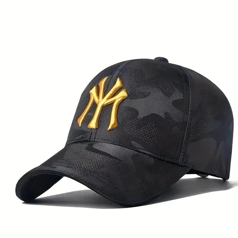 Camouflage Baseball Hat with Letter Embroidery, Adjustable Casual Outdoor Cap for Spring & Autumn