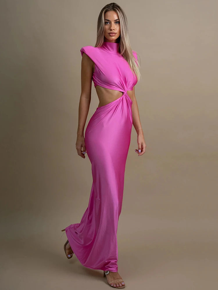 Mozision Sleeveless Turtleneck Bodycon Maxi Dress