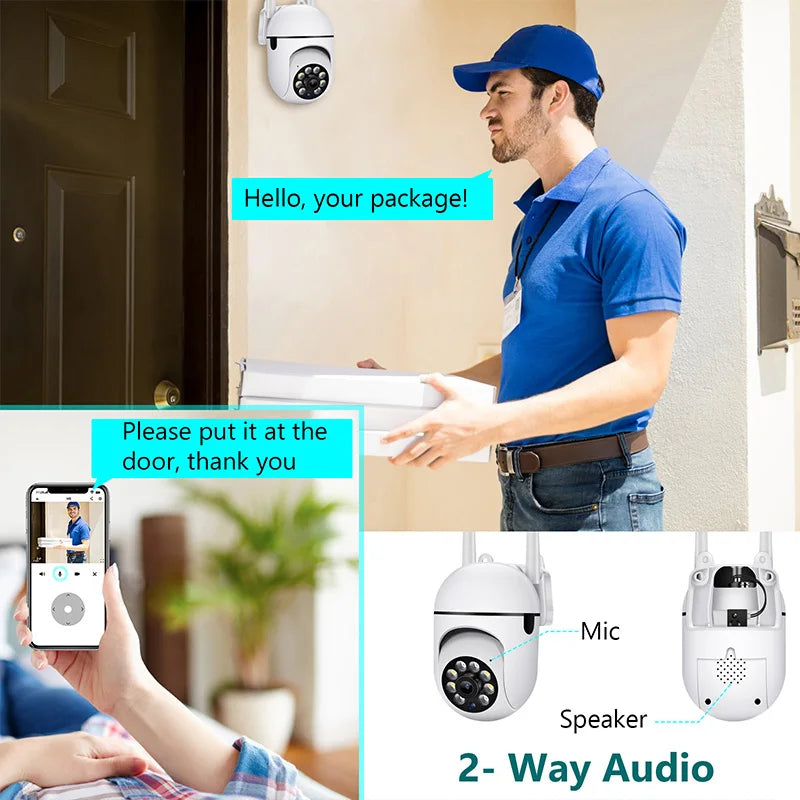 WiFi PTZ Security Camera with IR Night Vision, Motion Detection, Home Surveillance & 2 Antennas for Child Safety