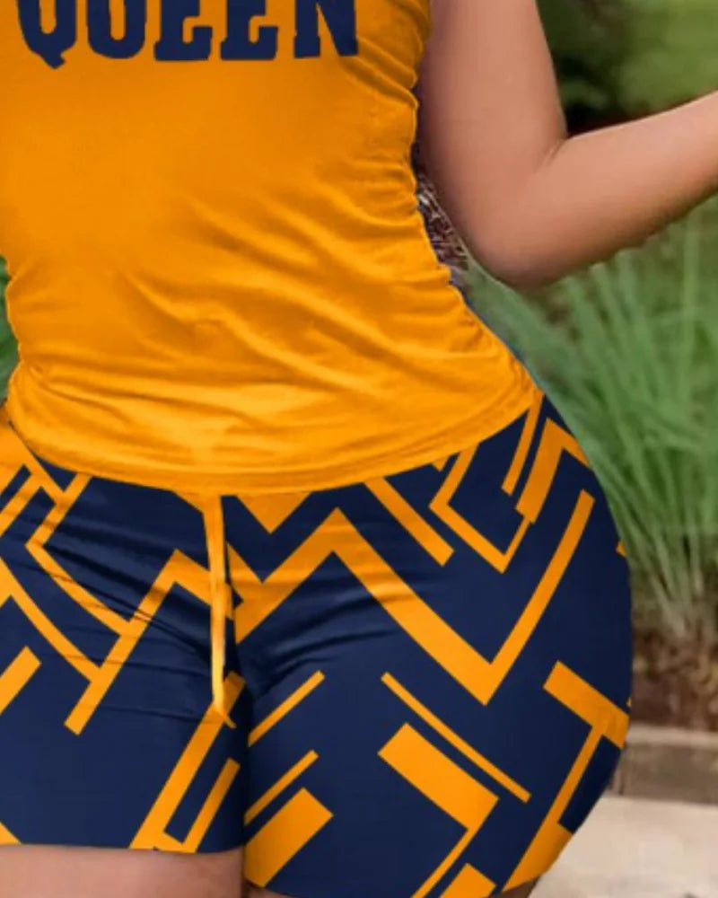 Women's Quick-Dry Two-Piece Set – Summer 2025 Casual Printed T-Shirt & Hot Pants for Sports & Fitness