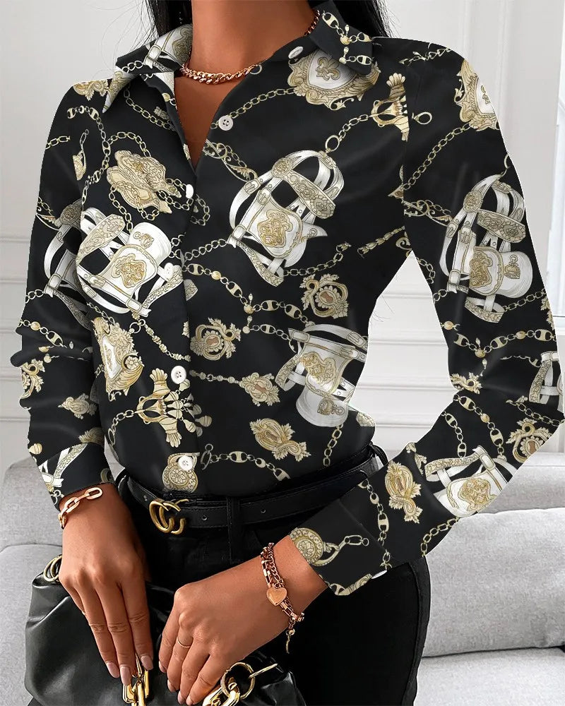 Women’s Printed Long Sleeve Blouse