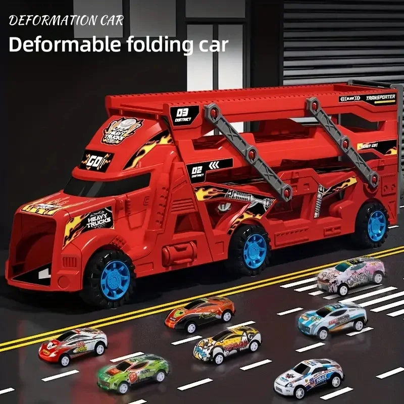 Transforming Truck Racing Toy with Folding Track