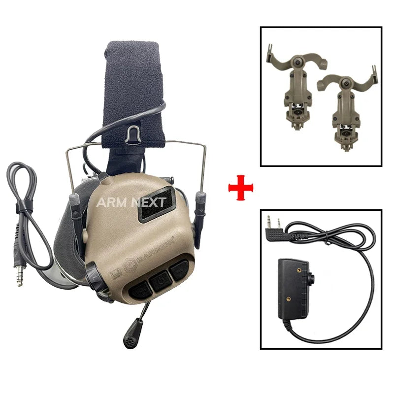 EARMOR M32 MOD4 Tactical Shooting Earmuffs – Noise Reduction Headset with Helmet ARC Rail & Kenwood PTT Adapter