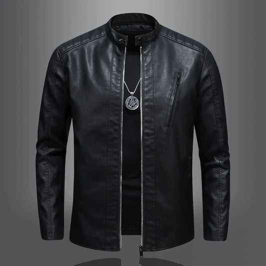 Men’s Plus-Size Leather Biker Jacket