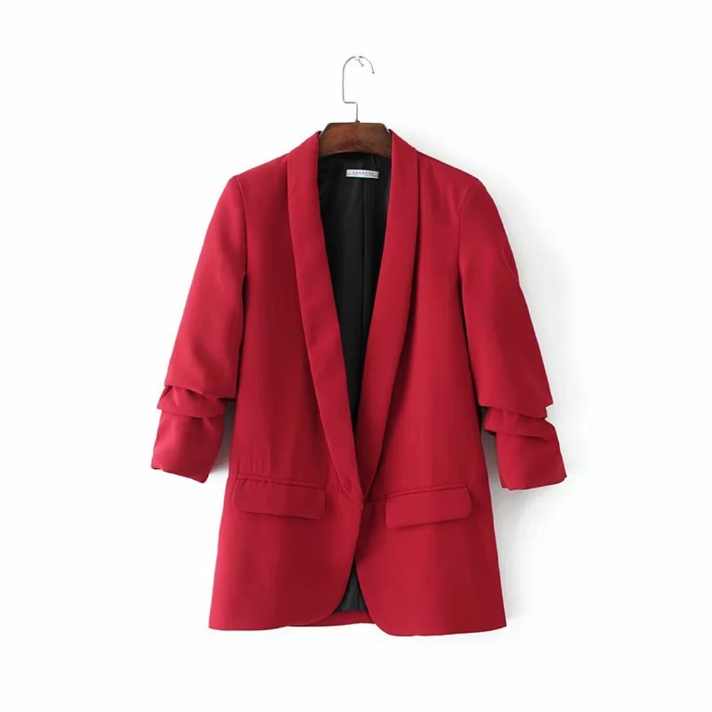 PB&ZA 2023 Spring Autumn Women's Pleated Sleeve Blazer