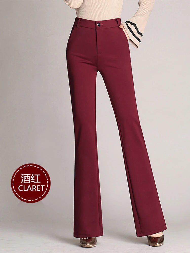 Elegant High-Waist Wide-Leg Pants – Women's Vintage Flared Trousers for Office & Casual Wear