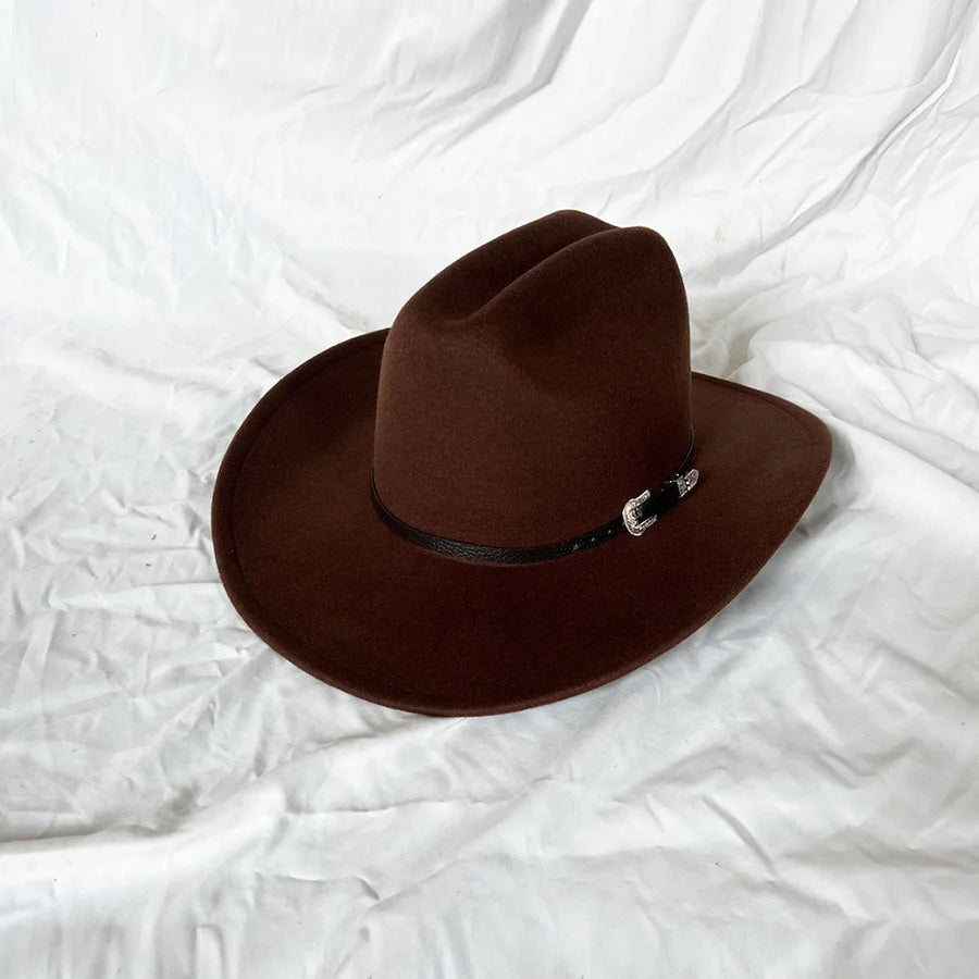 Rustic Western Cowboy Hat - Leather Wide Brim for Men & Women